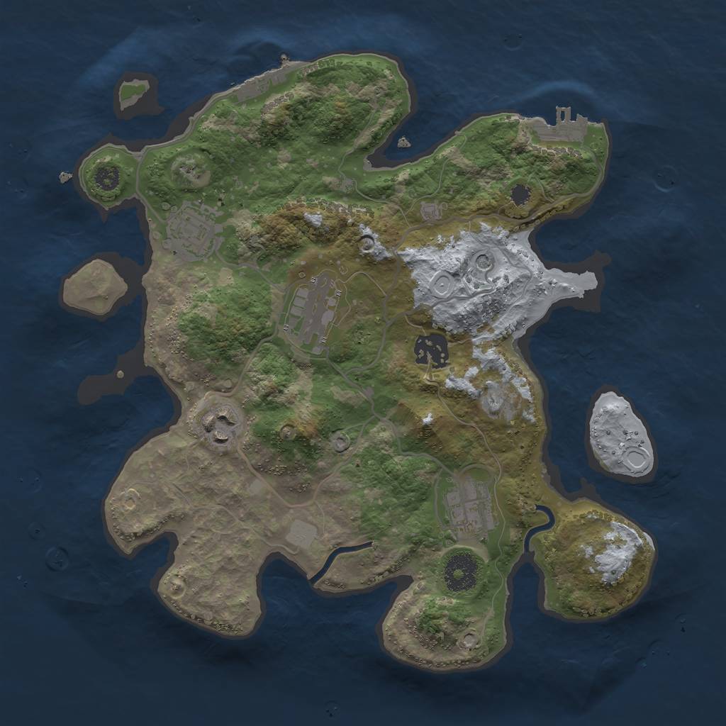 Rust Map: Procedural Map, Size: 3000, Seed: 268401014, 11 Monuments