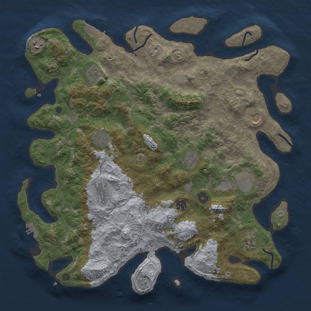 Rust Map: Procedural Map, Size: 4200, Seed: 1401719649, 17 Monuments