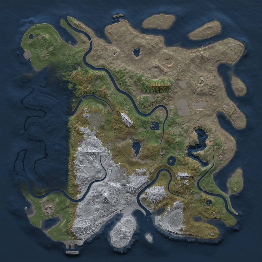 Rust Map: Procedural Map, Size: 4200, Seed: 1401719649, 14 Monuments