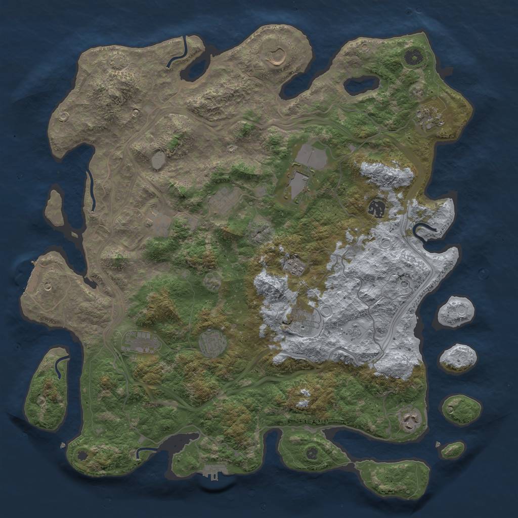 Rust Map: Procedural Map, Size: 4500, Seed: 1067115375, 19 Monuments