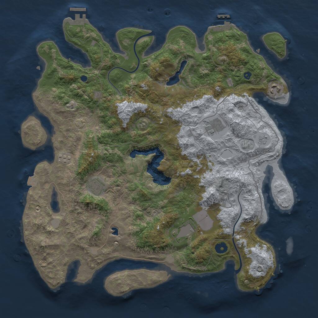 Rust Map: Procedural Map, Size: 4000, Seed: 406771721, 11 Monuments