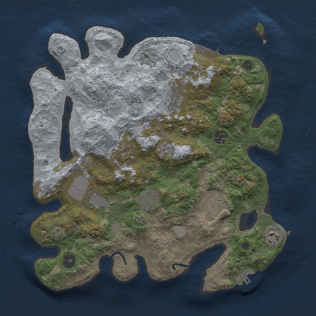 Rust Map: Procedural Map, Size: 3500, Seed: 136479, 16 Monuments