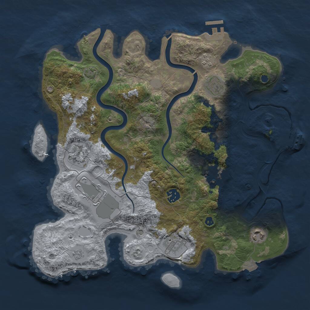Rust Map: Procedural Map, Size: 3500, Seed: 5236710, 14 Monuments
