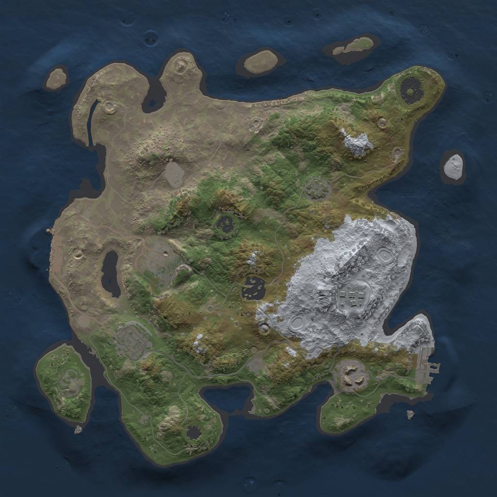 Rust Map: Procedural Map, Size: 3000, Seed: 978832346, 11 Monuments