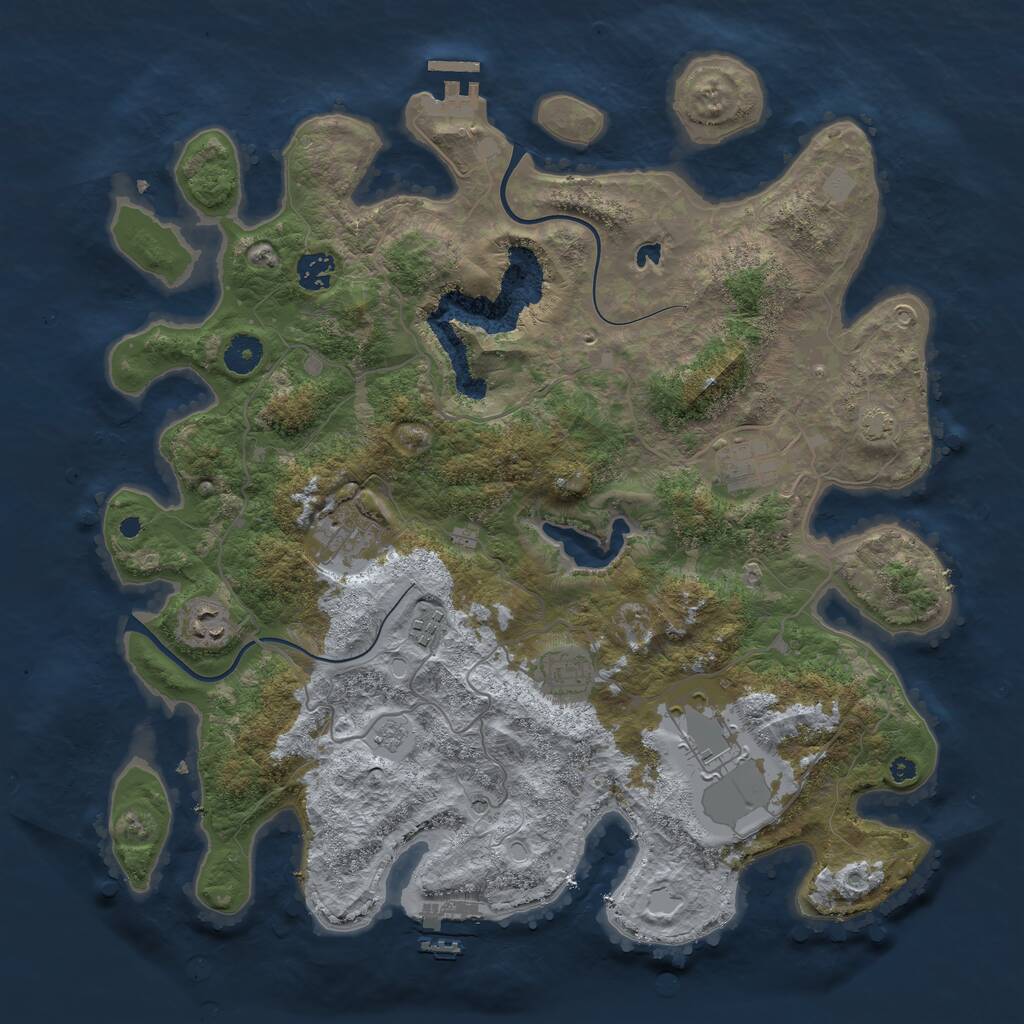 Rust Map: Procedural Map, Size: 4000, Seed: 223500, 13 Monuments