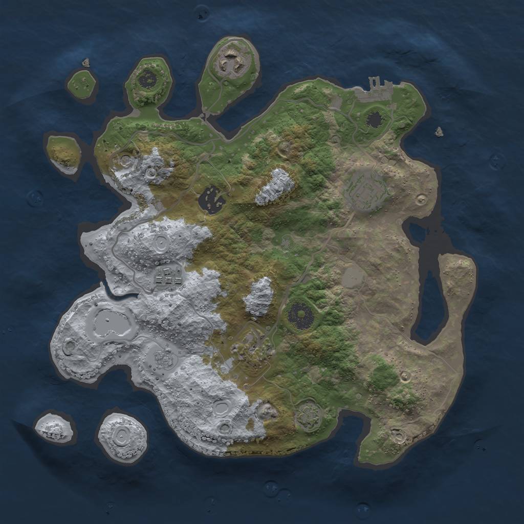 Rust Map: Procedural Map, Size: 3000, Seed: 601551021, 12 Monuments