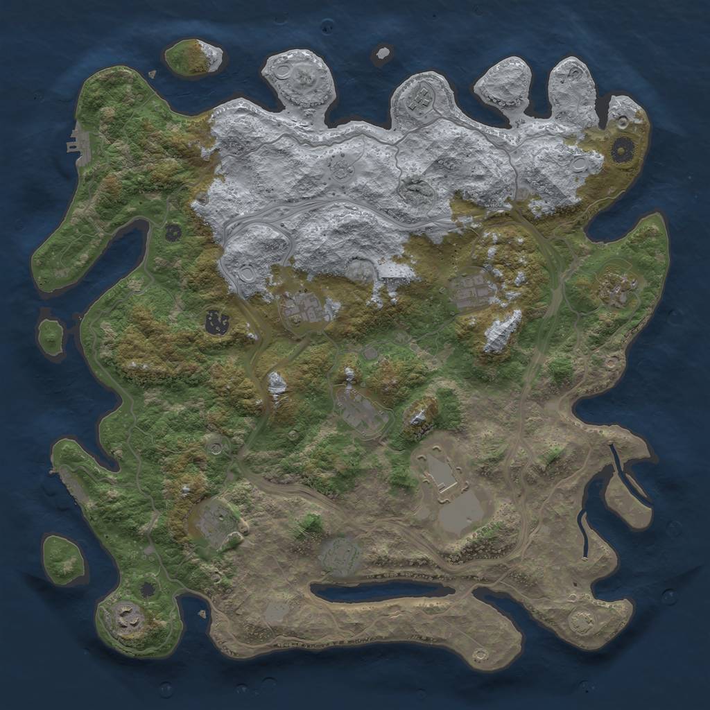 Rust Map: Procedural Map, Size: 4250, Seed: 1055847502, 18 Monuments