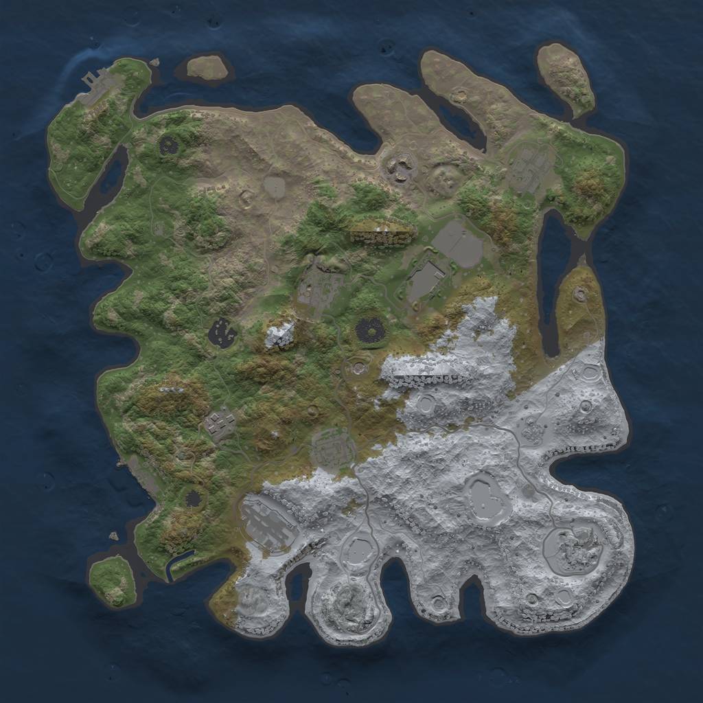 Rust Map: Procedural Map, Size: 3750, Seed: 29926597, 16 Monuments