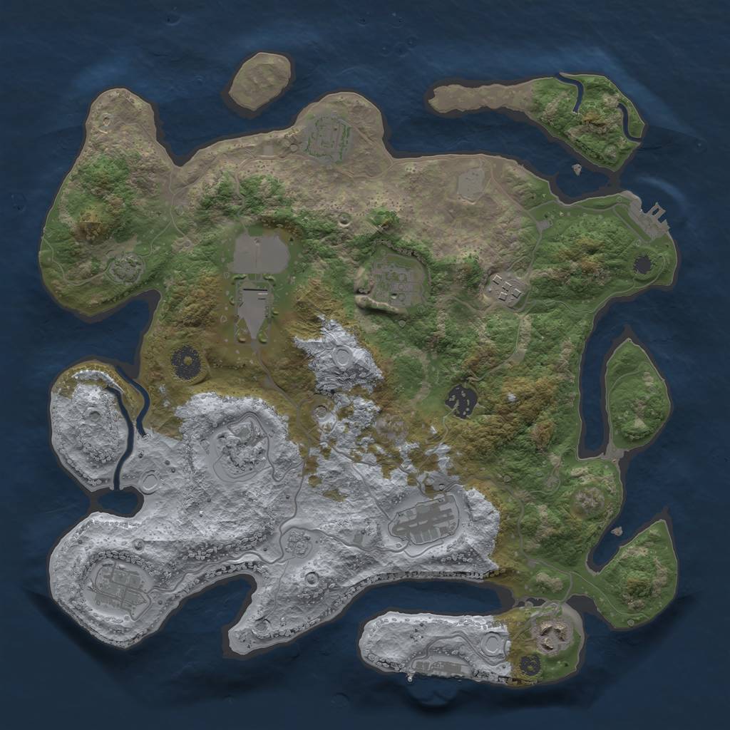 Rust Map: Procedural Map, Size: 3500, Seed: 94159218, 17 Monuments