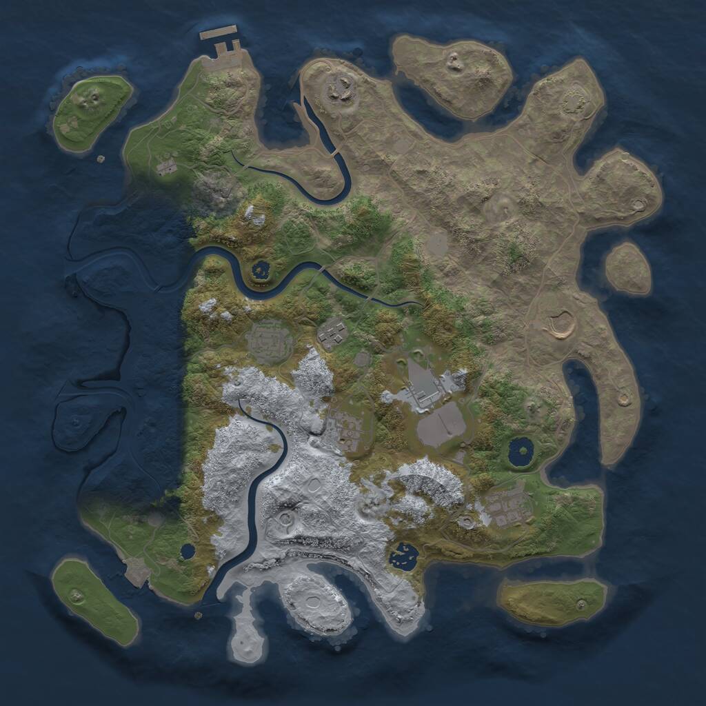 Rust Map: Procedural Map, Size: 3800, Seed: 2377, 12 Monuments