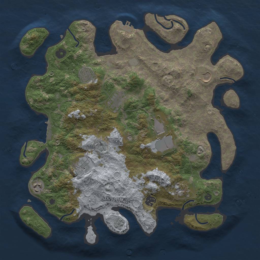 Rust Map: Procedural Map, Size: 3800, Seed: 2377, 16 Monuments