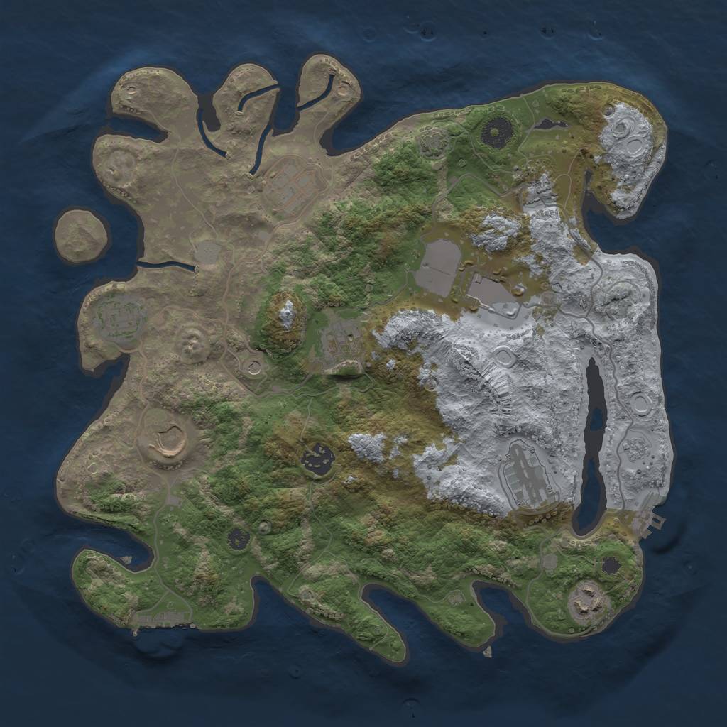 Rust Map: Procedural Map, Size: 3500, Seed: 1905795912, 17 Monuments