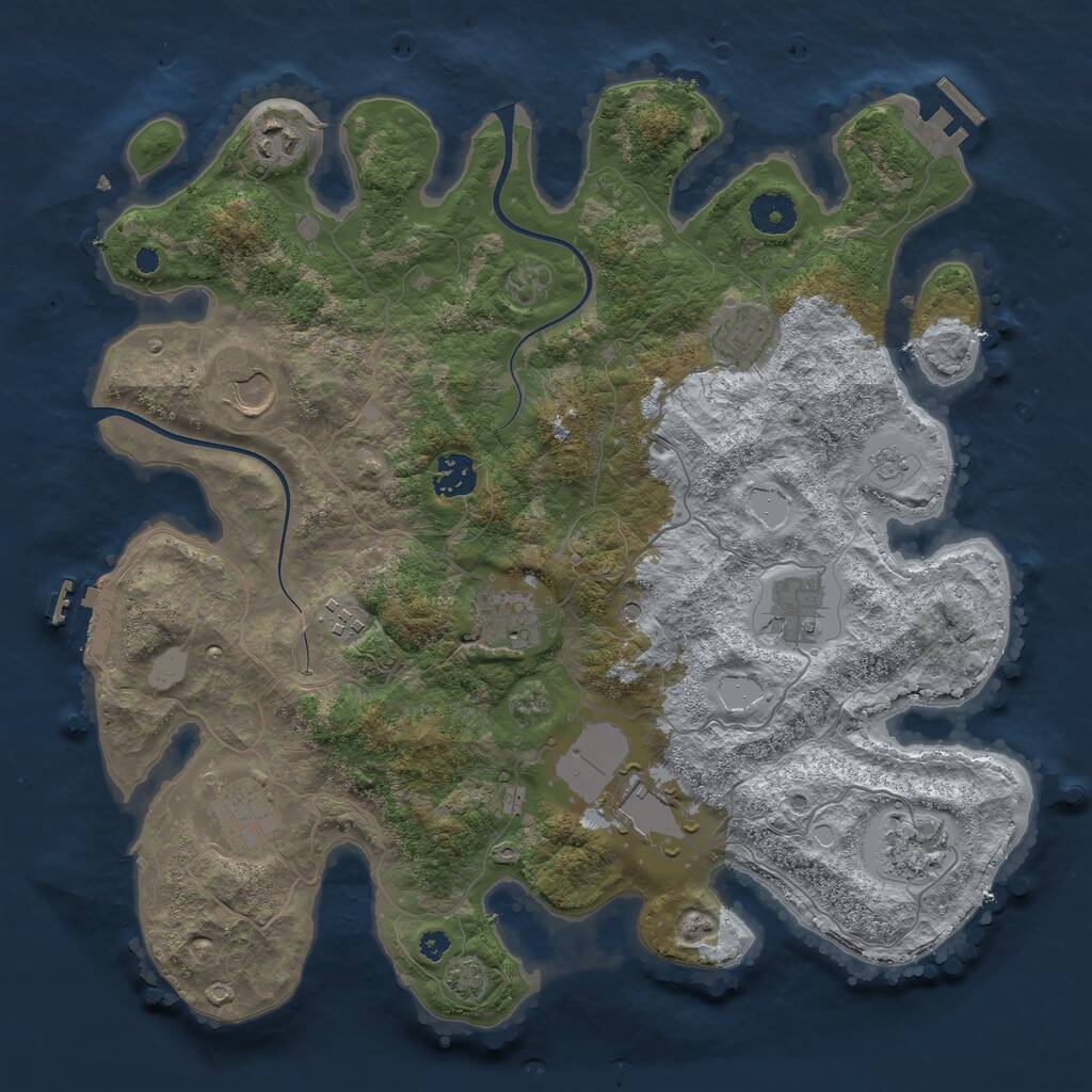 Rust Map: Procedural Map, Size: 3700, Seed: 1114501239, 16 Monuments