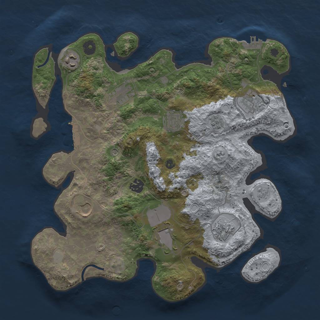 Rust Map: Procedural Map, Size: 3500, Seed: 582457108, 16 Monuments