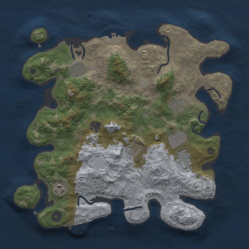Rust Map: Procedural Map, Size: 3500, Seed: 405473600, 14 Monuments