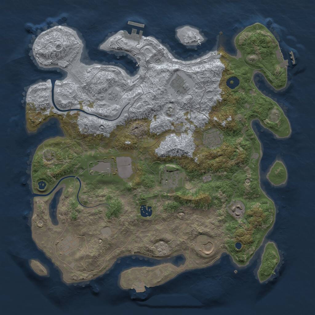 Rust Map: Procedural Map, Size: 3800, Seed: 1976, 15 Monuments