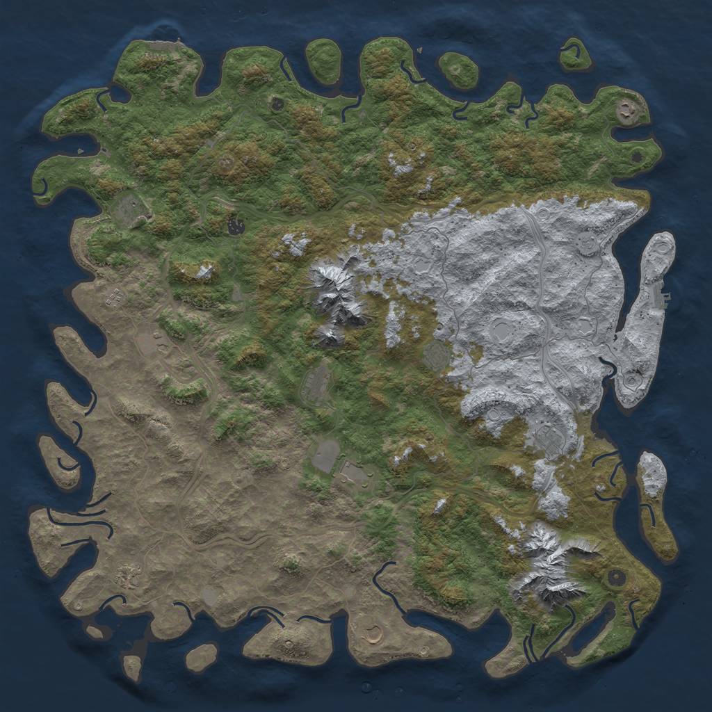 Rust Map: Procedural Map, Size: 6000, Seed: 593738, 18 Monuments