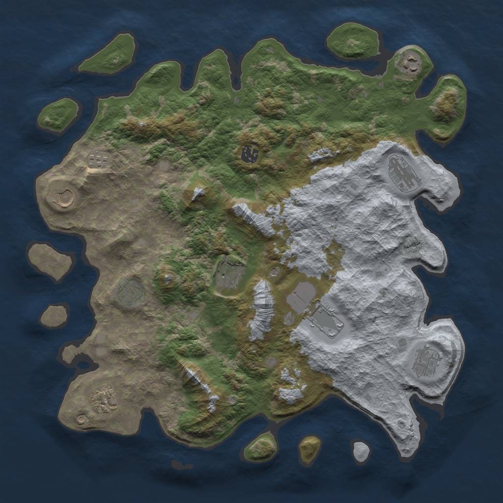 Rust Map: Barren, Size: 4250, Seed: 232945701, 13 Monuments
