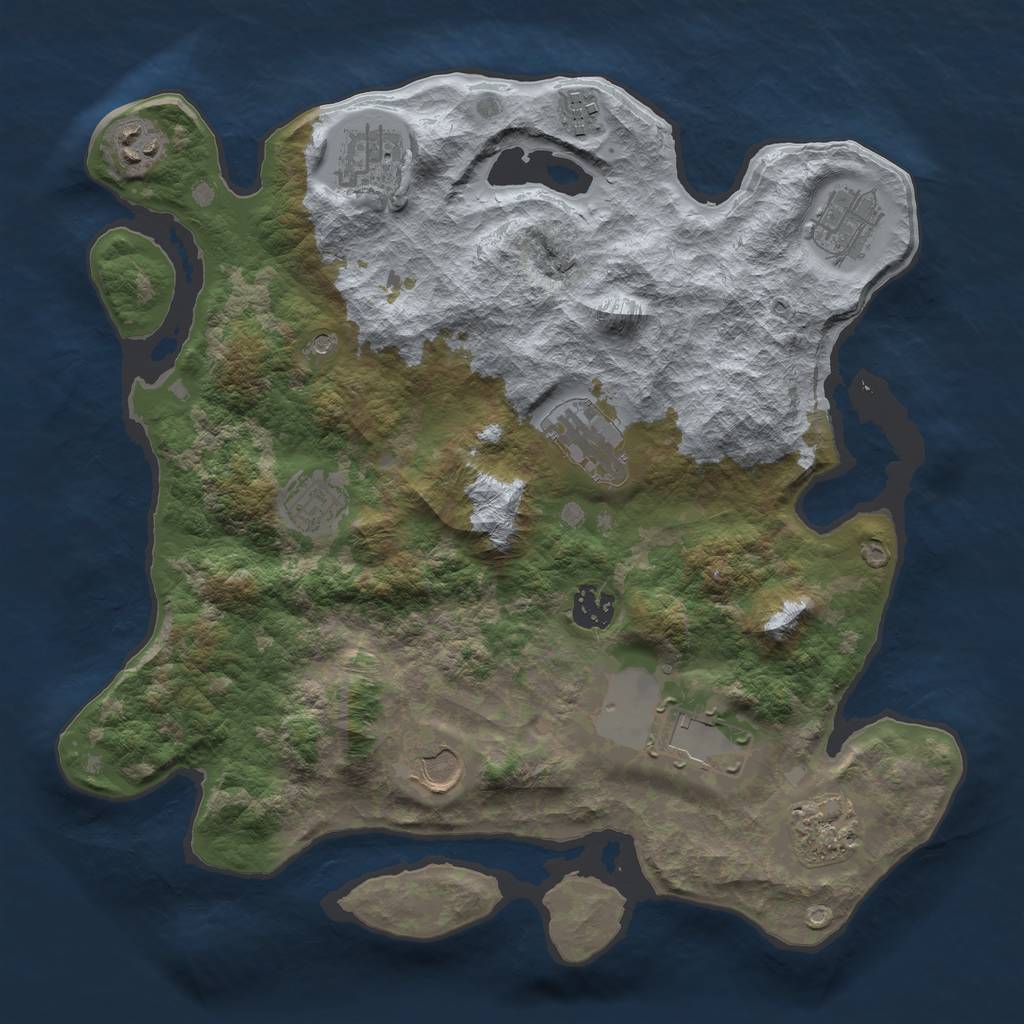 Rust Map: Barren, Size: 3500, Seed: 645512461, 13 Monuments
