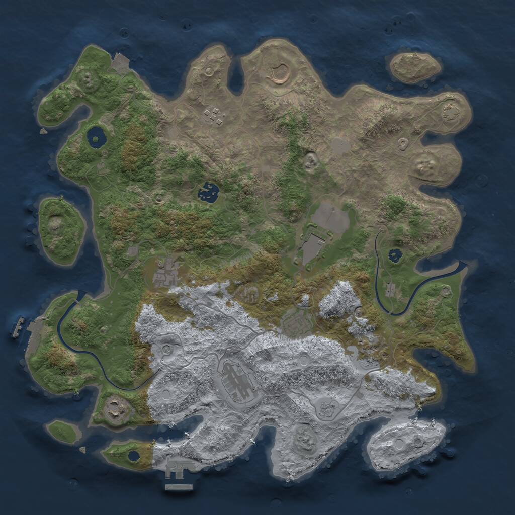 Rust Map: Procedural Map, Size: 3800, Seed: 5528, 15 Monuments