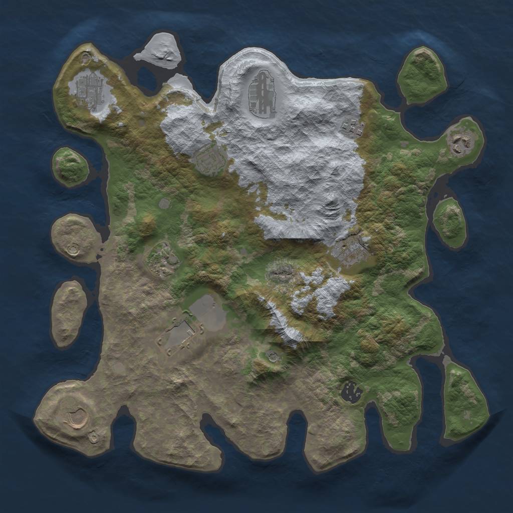 Rust Map: Barren, Size: 3700, Seed: 378967462, 13 Monuments