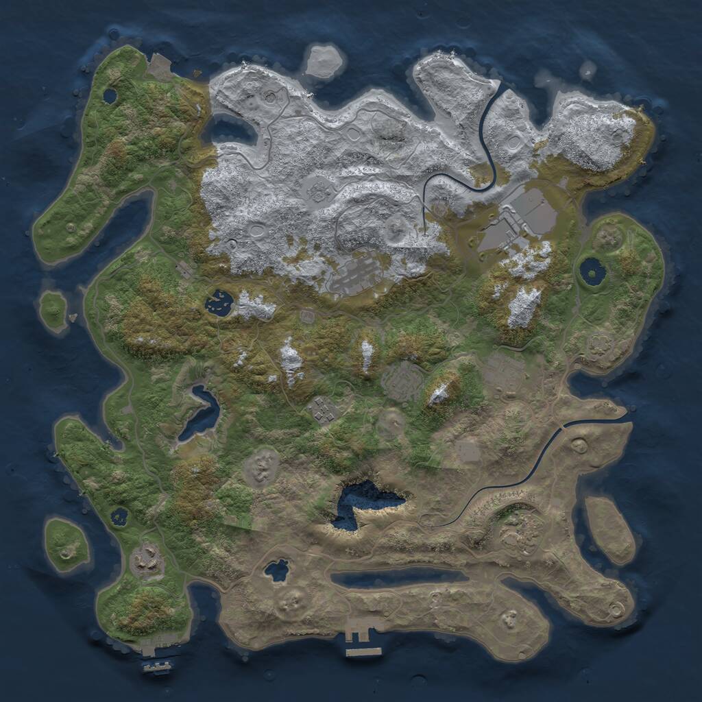 Rust Map: Procedural Map, Size: 4000, Seed: 1055847502, 14 Monuments