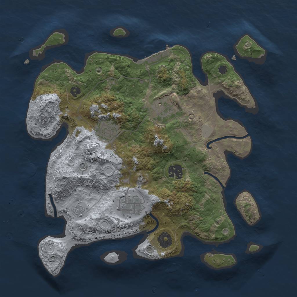 Rust Map: Procedural Map, Size: 3000, Seed: 1891247649, 10 Monuments