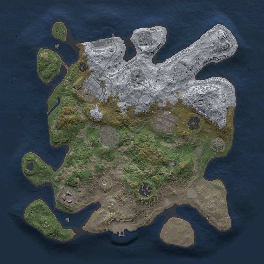 Rust Map: Procedural Map, Size: 3000, Seed: 344633501, 14 Monuments