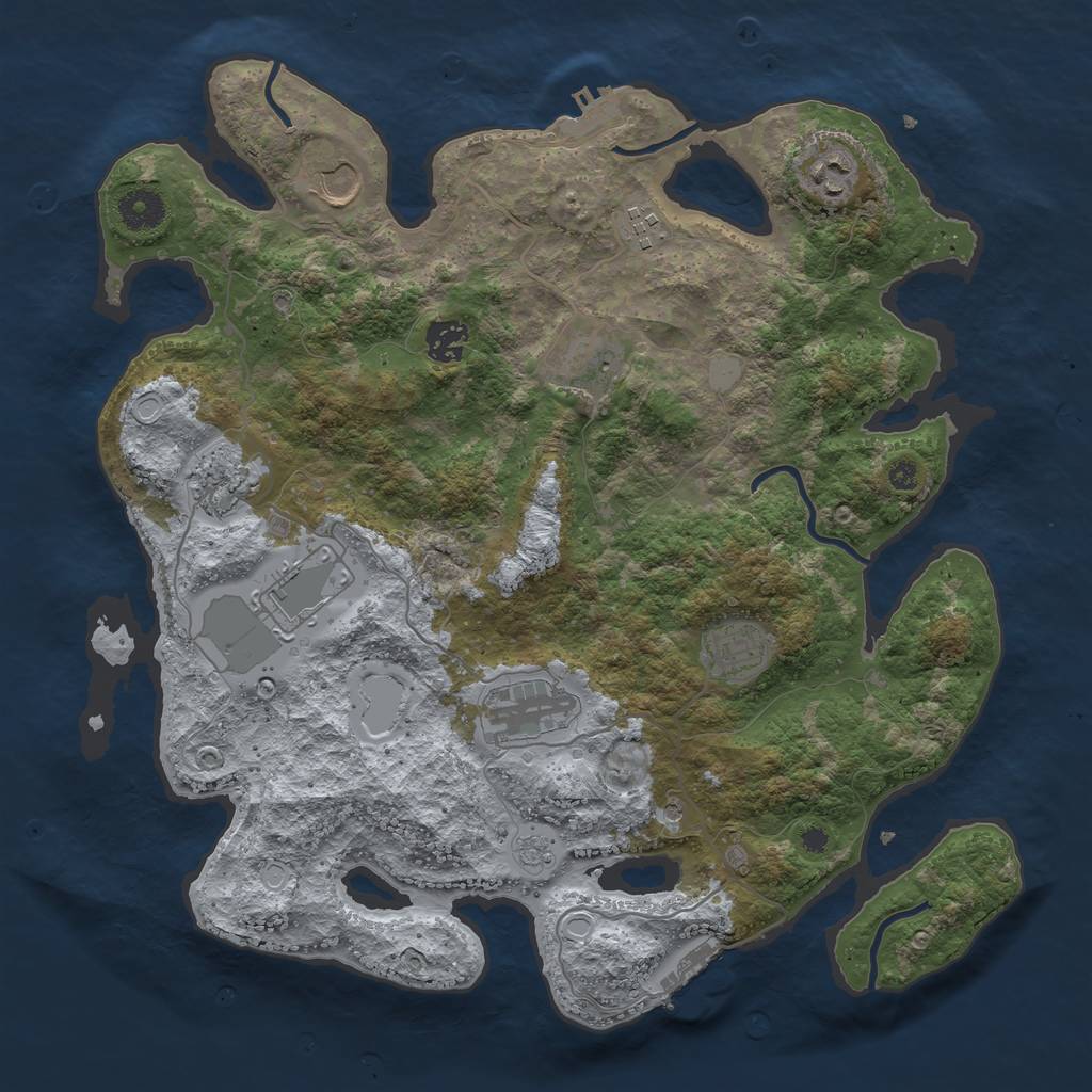 Rust Map: Procedural Map, Size: 3750, Seed: 9032003, 16 Monuments