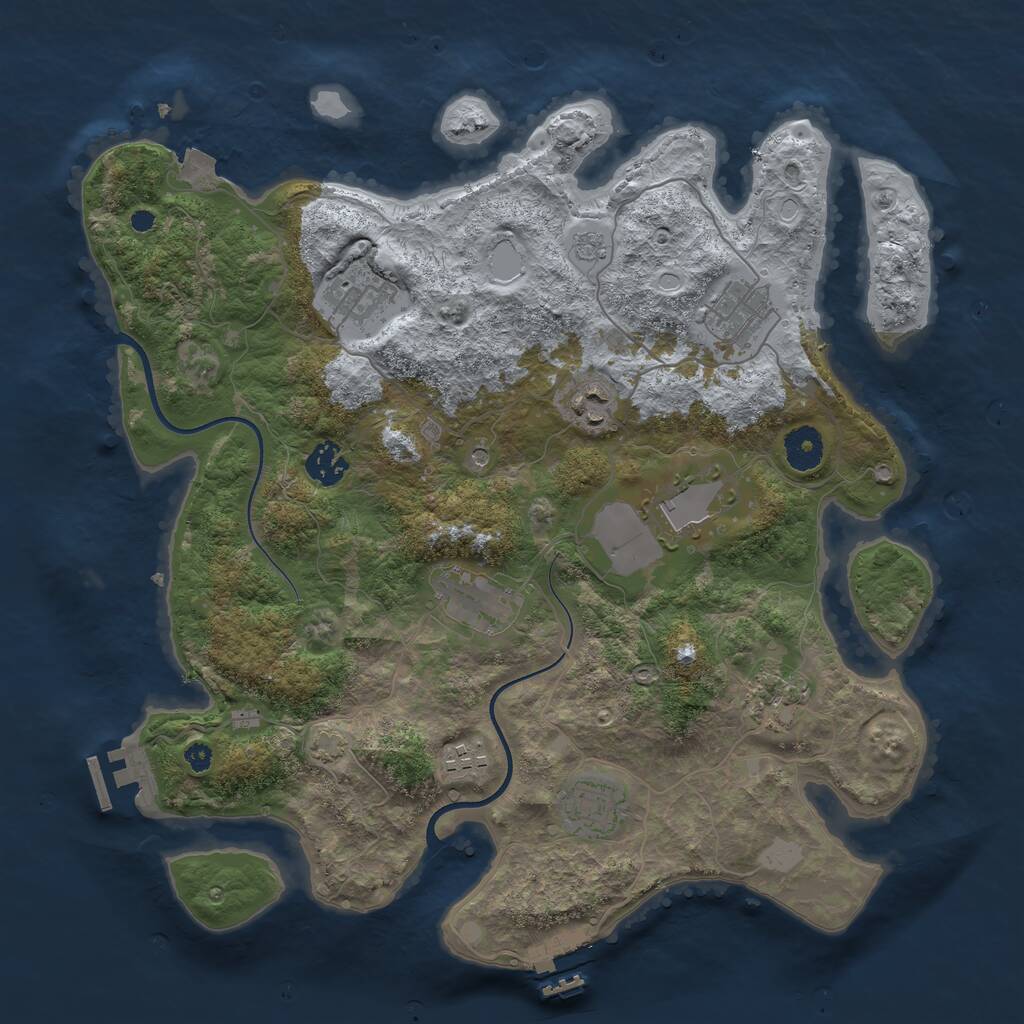 Rust Map: Procedural Map, Size: 3700, Seed: 1425328647, 15 Monuments