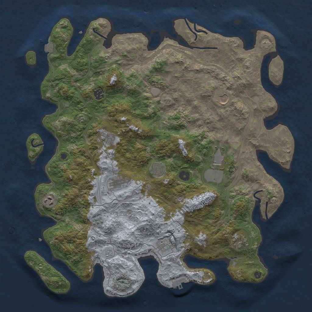Rust Map: Procedural Map, Size: 4500, Seed: 1784164647, 17 Monuments