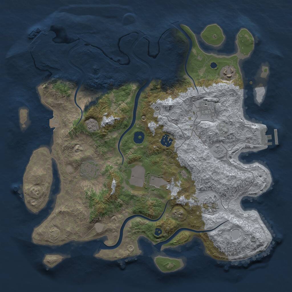 Rust Map: Procedural Map, Size: 3750, Seed: 59948, 13 Monuments