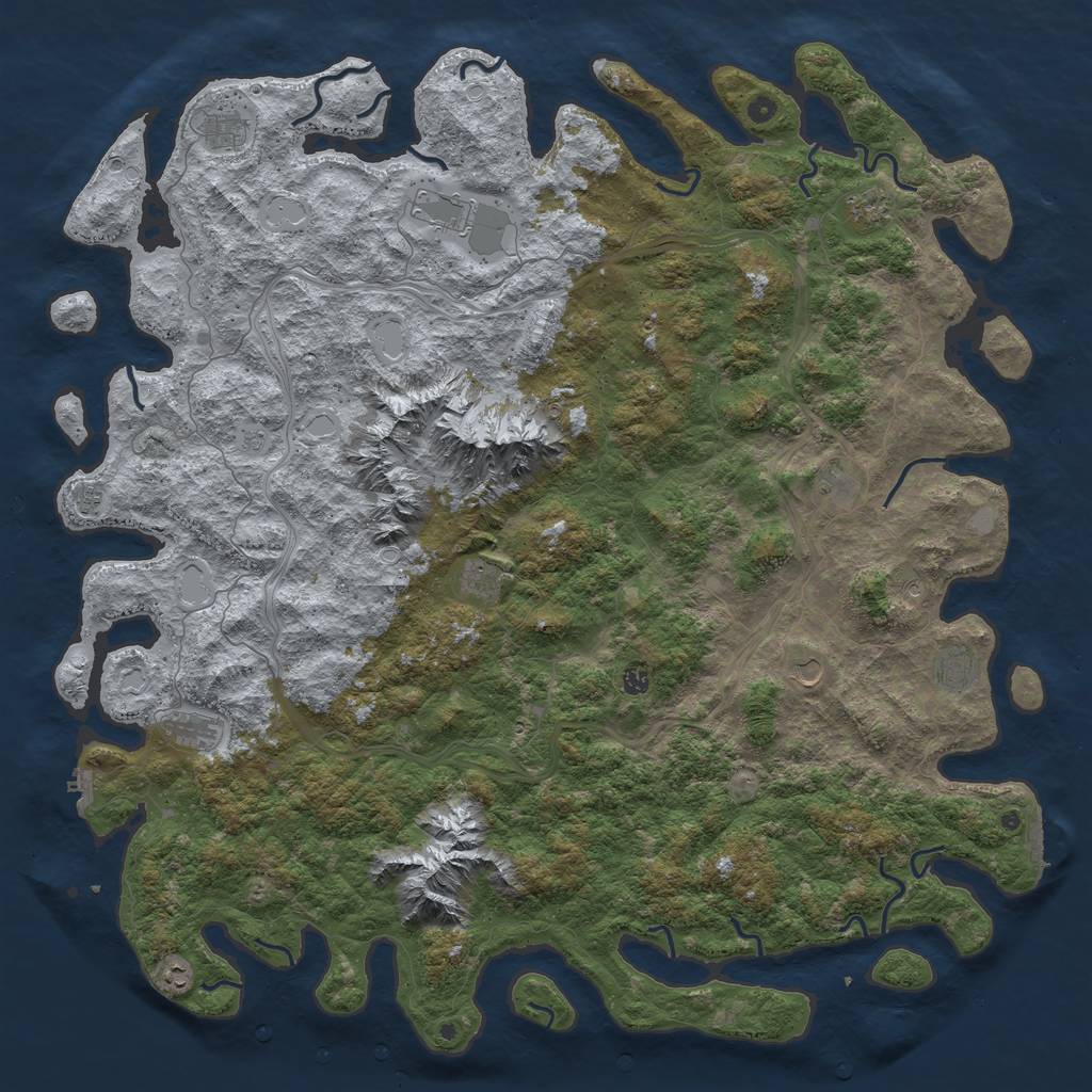 Rust Map: Procedural Map, Size: 6000, Seed: 461734534, 18 Monuments