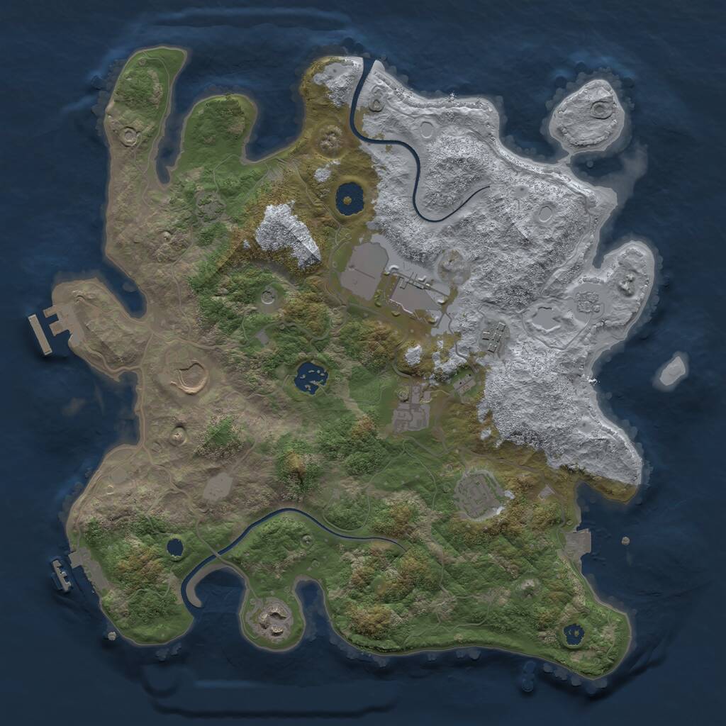 Rust Map: Procedural Map, Size: 3500, Seed: 1800046484, 13 Monuments