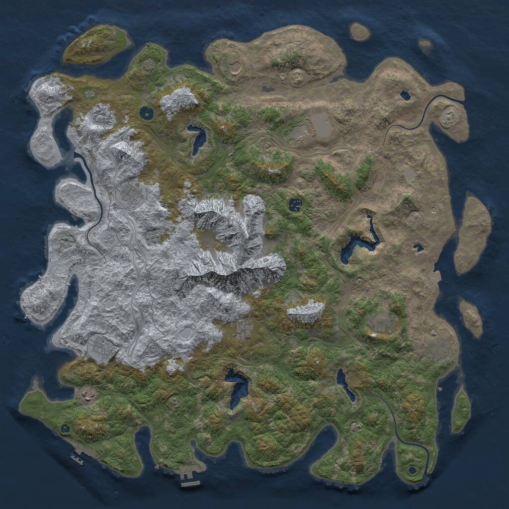 Rust Map: Procedural Map, Size: 5555, Seed: 50001, 17 Monuments