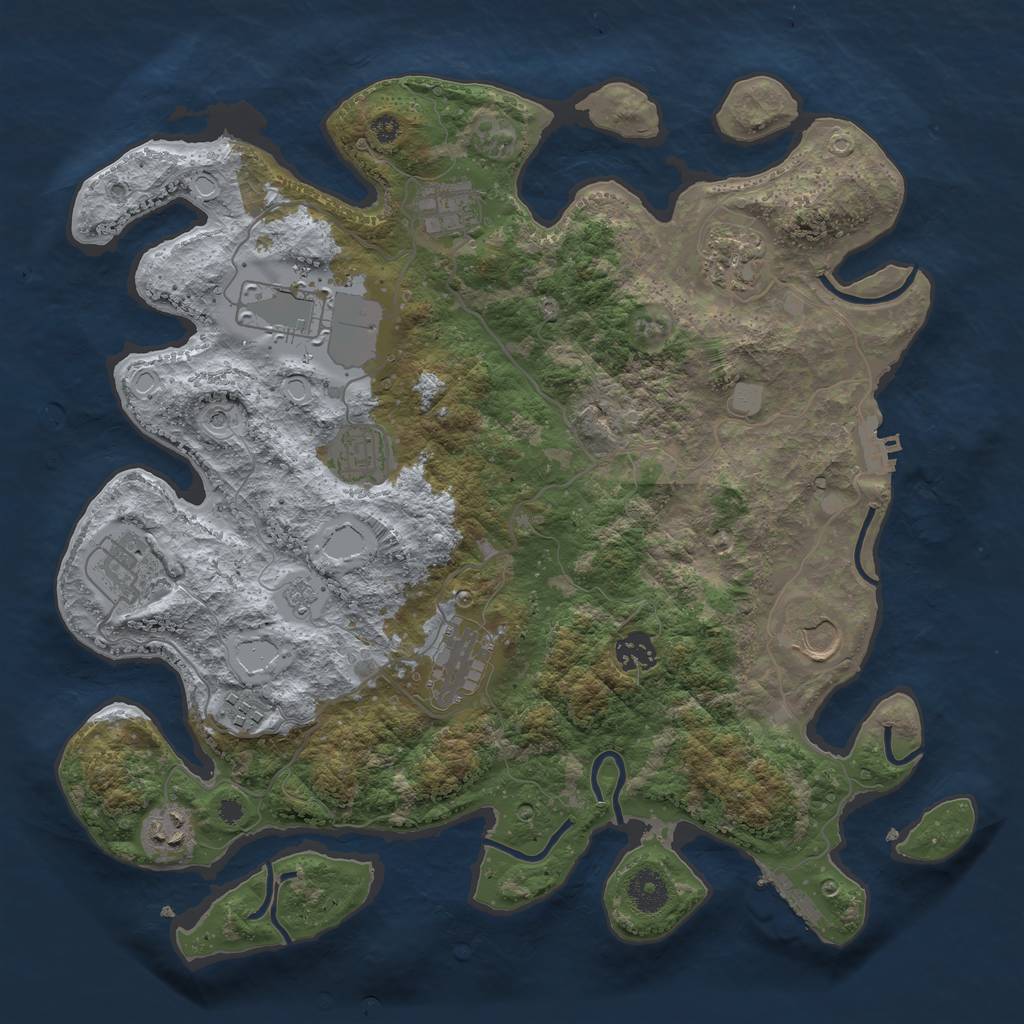 Rust Map: Procedural Map, Size: 3750, Seed: 1438177847, 17 Monuments