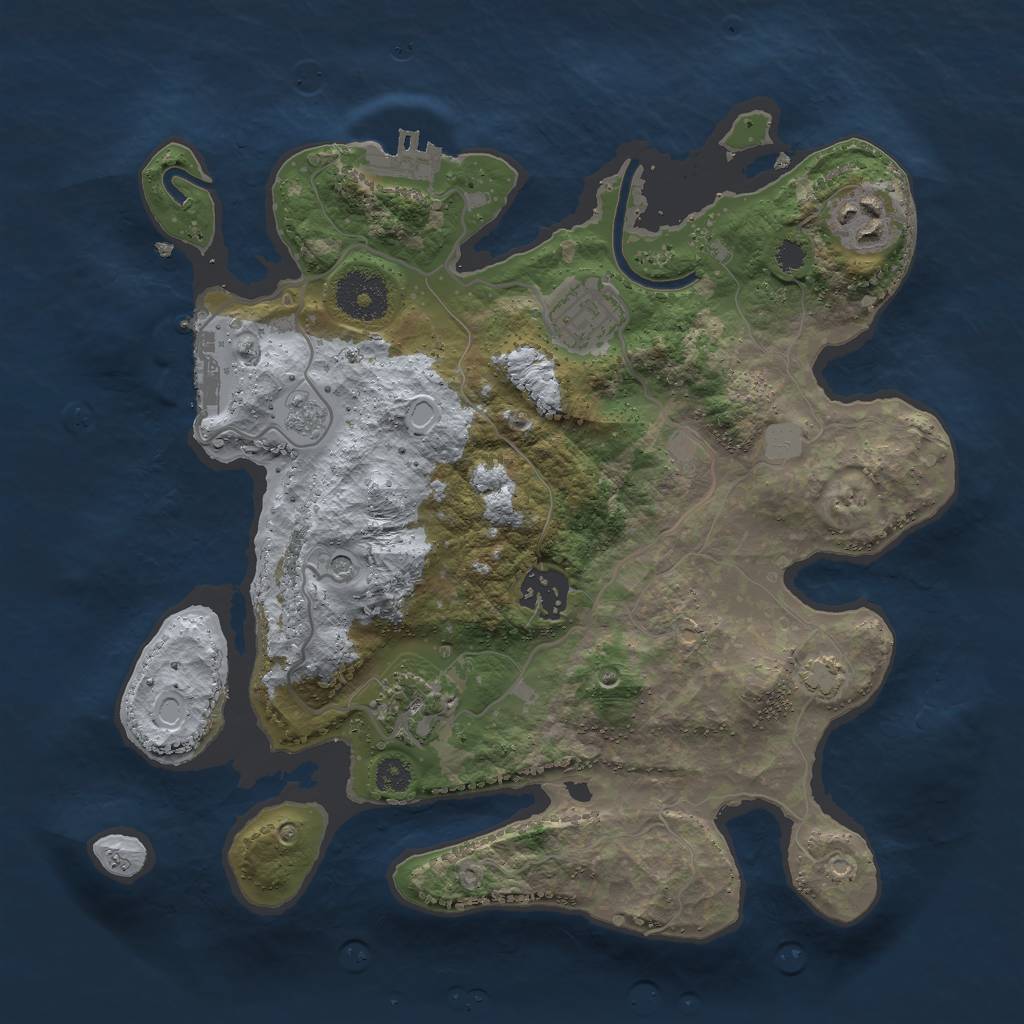 Rust Map: Procedural Map, Size: 3000, Seed: 1462746245, 12 Monuments