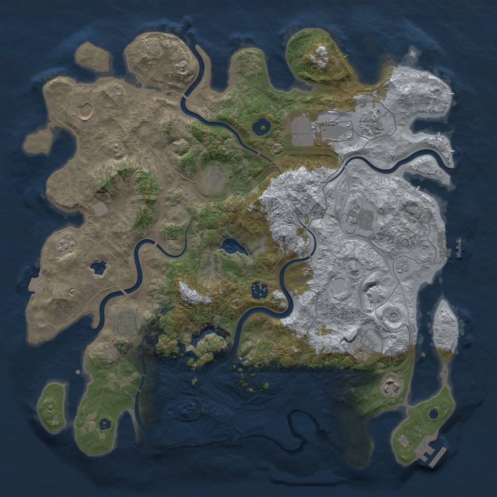 Rust Map: Procedural Map, Size: 4250, Seed: 1818894337, 16 Monuments