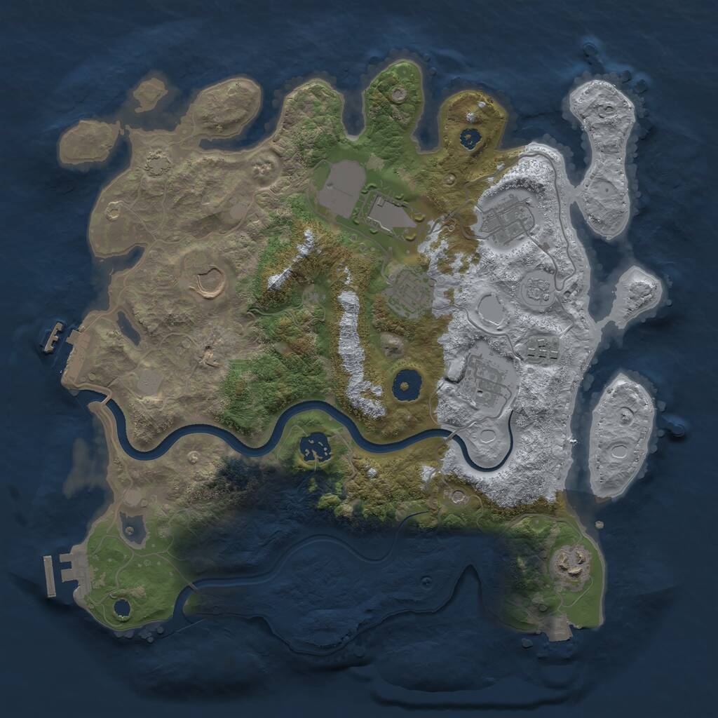 Rust Map: Procedural Map, Size: 3500, Seed: 3465346, 14 Monuments