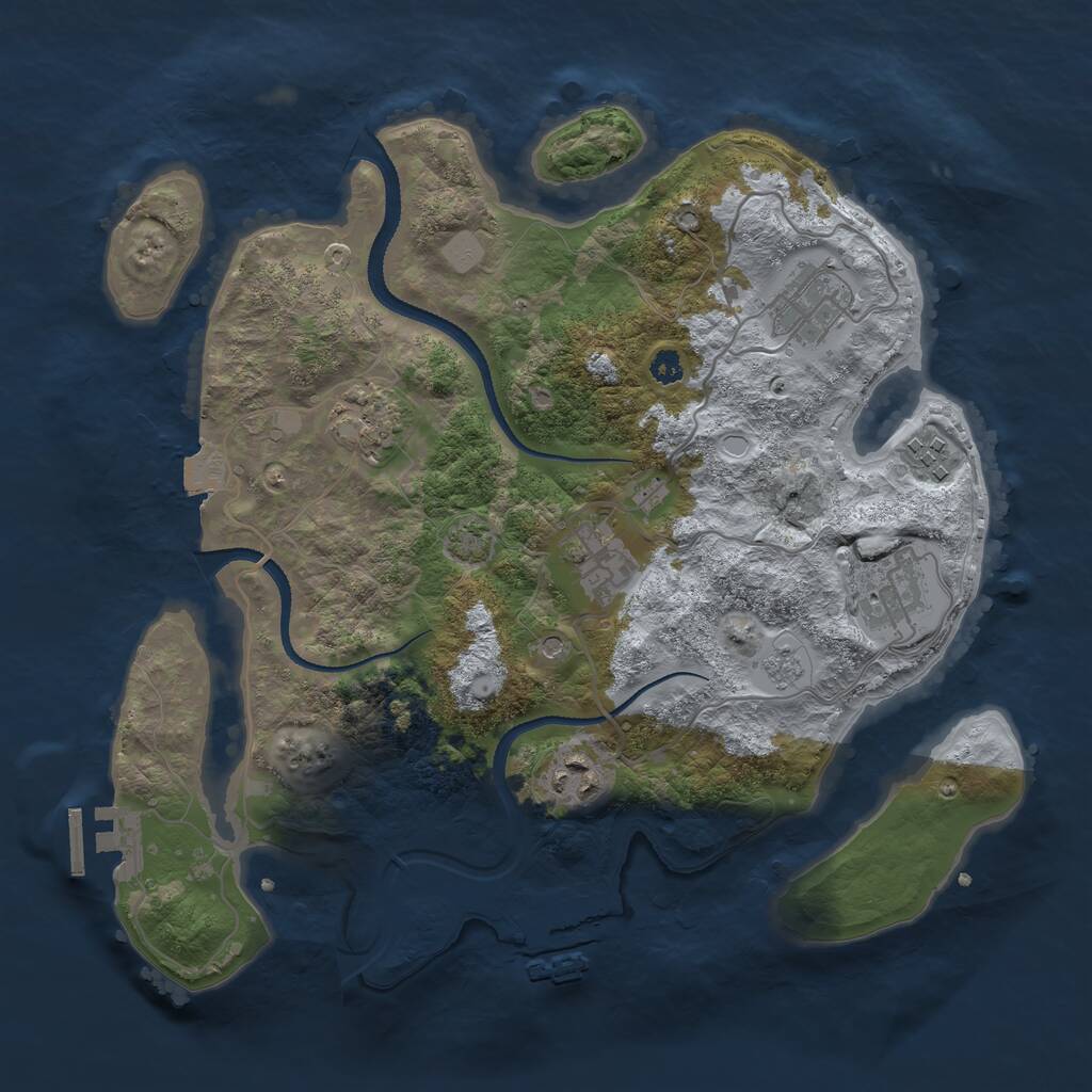 Rust Map: Procedural Map, Size: 3250, Seed: 1221396063, 12 Monuments