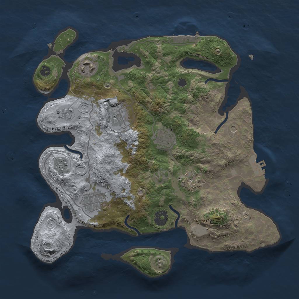 Rust Map: Procedural Map, Size: 3000, Seed: 2574, 13 Monuments