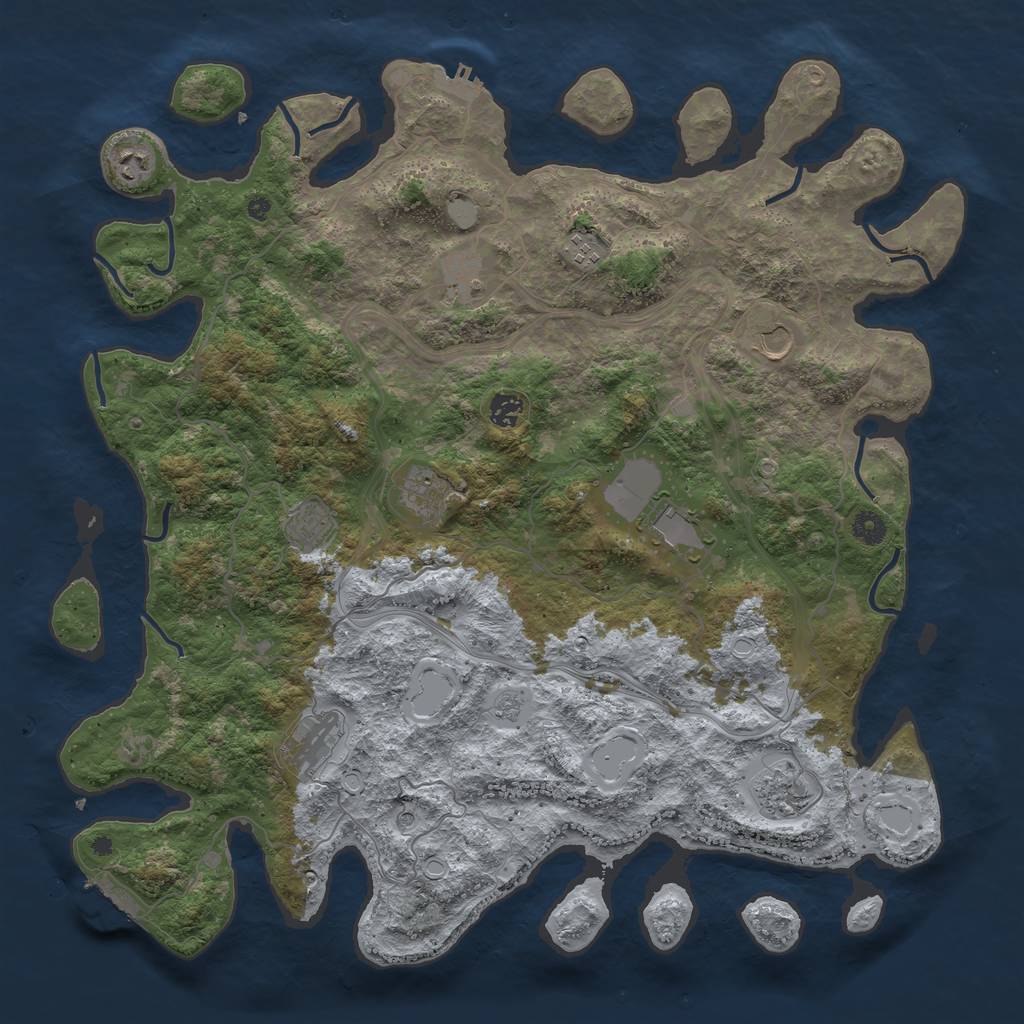 Rust Map: Procedural Map, Size: 4500, Seed: 885147592, 17 Monuments
