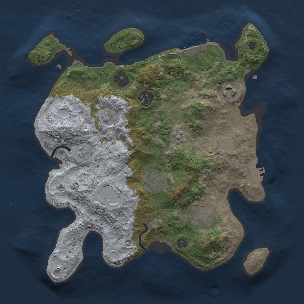 Rust Map: Procedural Map, Size: 3000, Seed: 676627707, 11 Monuments