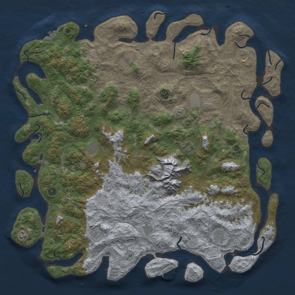 Rust Map: Procedural Map, Size: 5528, Seed: 5528, 18 Monuments