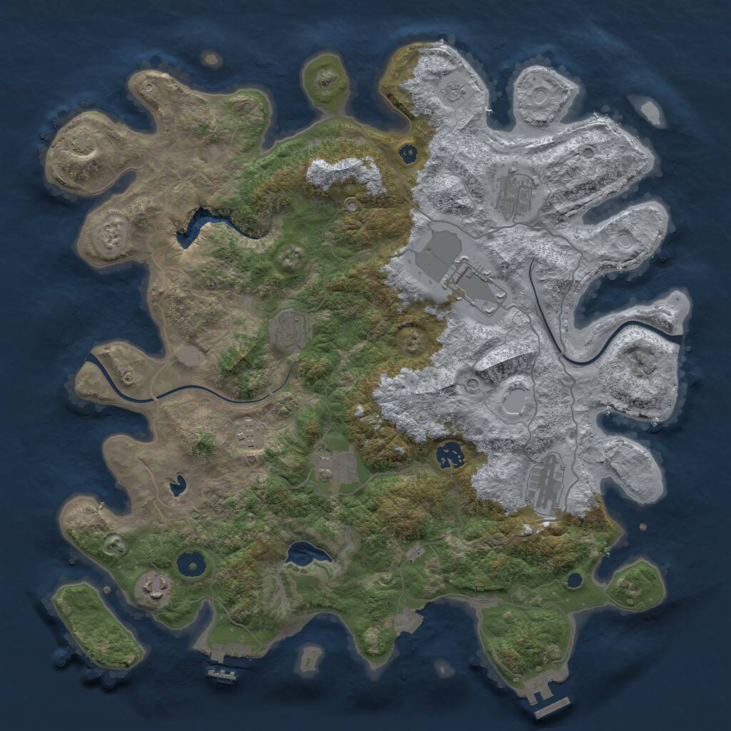 Rust Map: Procedural Map, Size: 4000, Seed: 12356, 14 Monuments