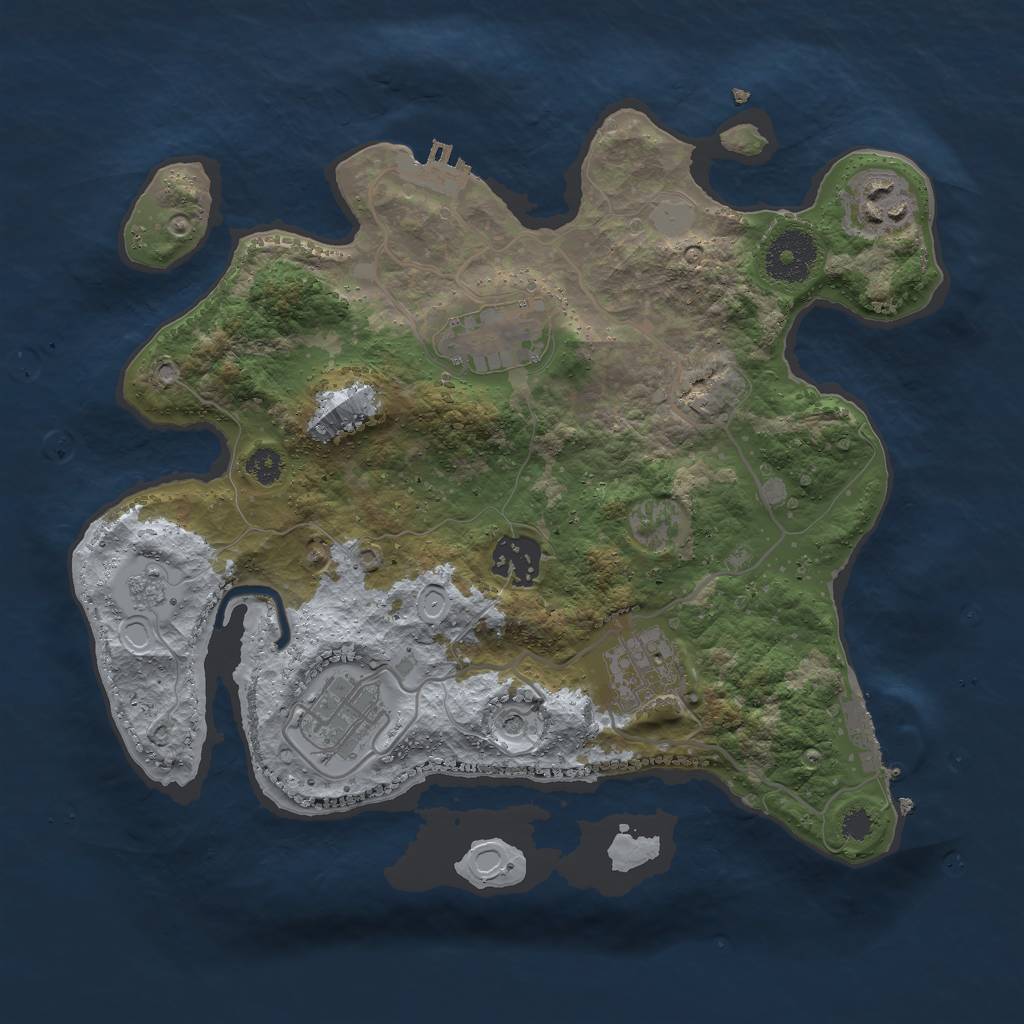 Rust Map: Procedural Map, Size: 3000, Seed: 72185643, 12 Monuments