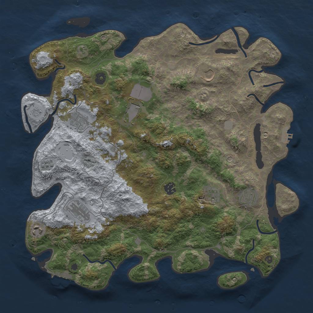 Rust Map: Procedural Map, Size: 4000, Seed: 1911731962, 16 Monuments