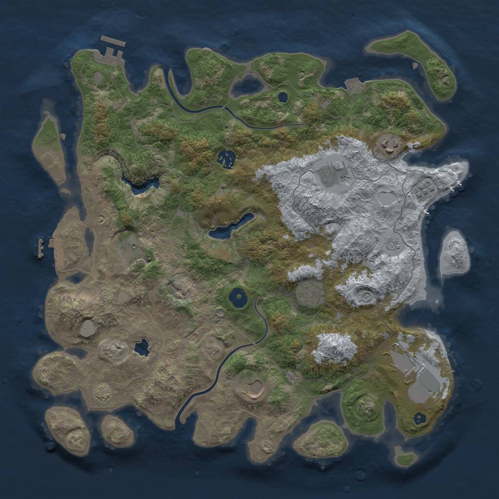 Rust Map: Procedural Map, Size: 4000, Seed: 712918311, 14 Monuments
