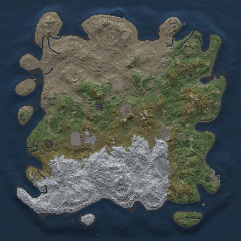 Rust Map: Procedural Map, Size: 4500, Seed: 1507692365, 16 Monuments