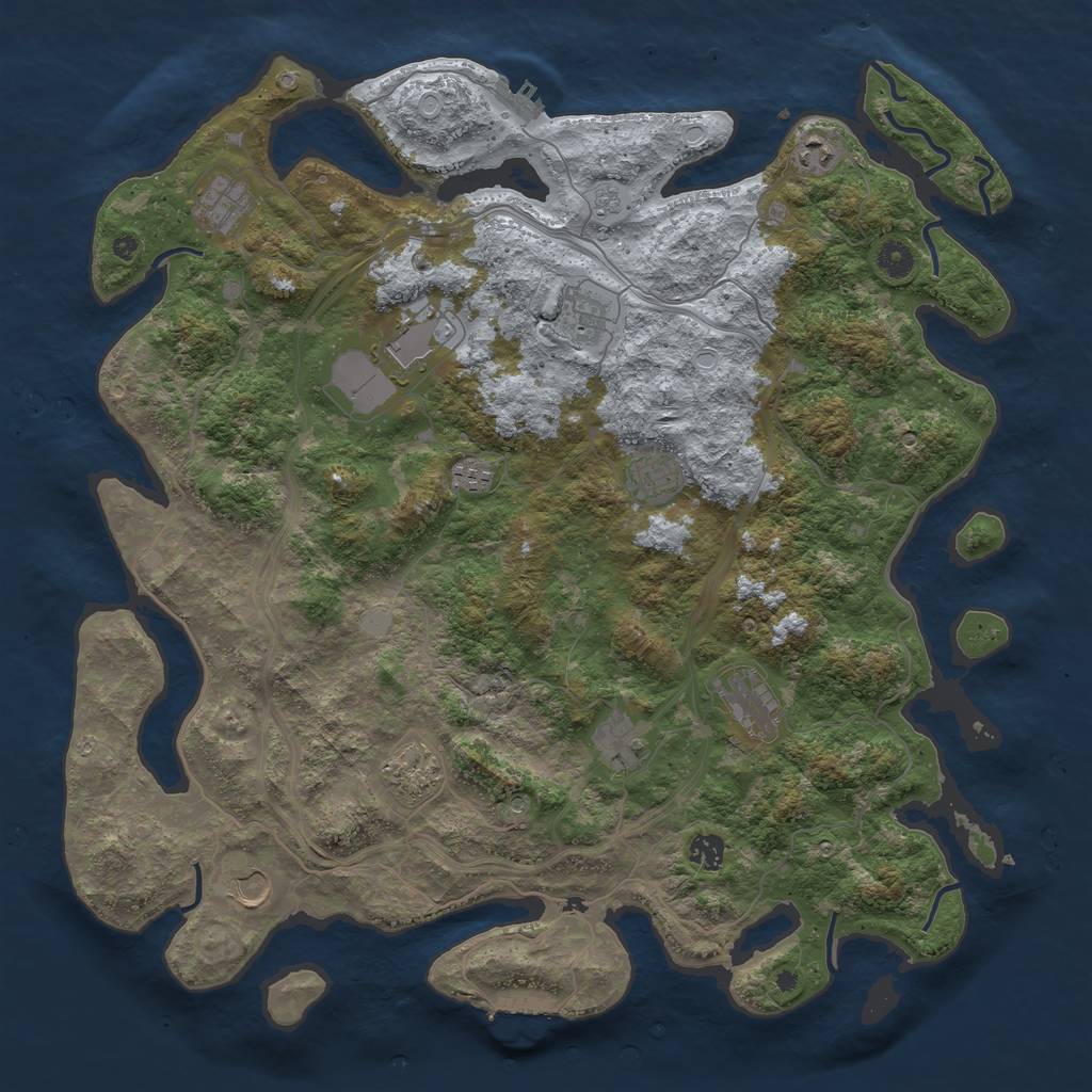 Rust Map: Procedural Map, Size: 4500, Seed: 458262558, 18 Monuments